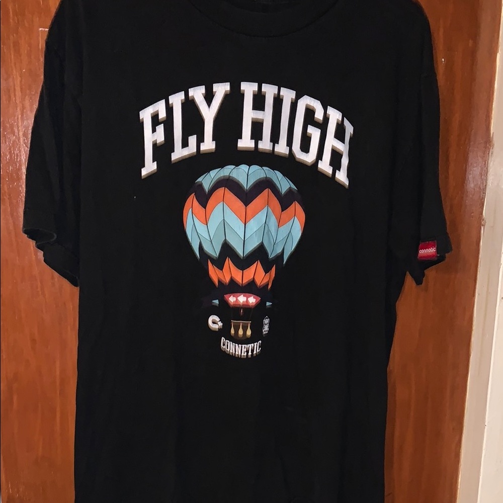 Black Graphic Tee - Fly High Design